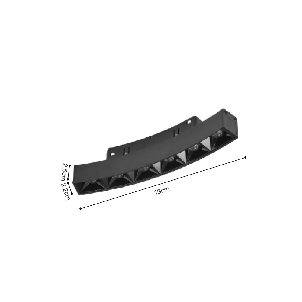 Inlight Γραμμικό φωτιστικό LED 6W 3CCT για Curved μαγνητική ράγα σε μαύρη απόχρωση D:19x2,2x2,5cm (TMC0031-Black)