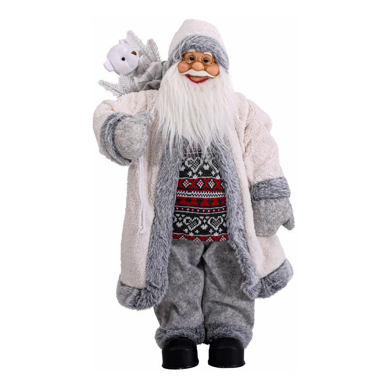 ΧΡΙΣΤΟΥΓΕΝΝΙΑΤΙΚΗ ΦΙΓΟΥΡΑ ΑΓΙΟΣ ΒΑΣΙΛΗΣ FYLLIANA FL241401 ΛΕΥΚΟ-ΓΚΡΙ ΧΡΩΜΑ 90εκ