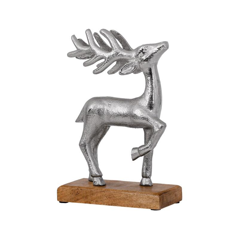 ΧΡΙΣΤΟΥΓΕΝΝΙΑΤΙΚΟ ΔΙΑΚΟΣΜΗΤΙΚΟ ΑΛΟΥΜΙΝΙΟΥ ΤΑΡΑΝΔΟΣ ΣΕ ΞΥΛΙΝΗ ΒΑΣΗ Fylianna FL1423 ΑΣΗΜΙ ΧΡΩΜΑ 14x7x2