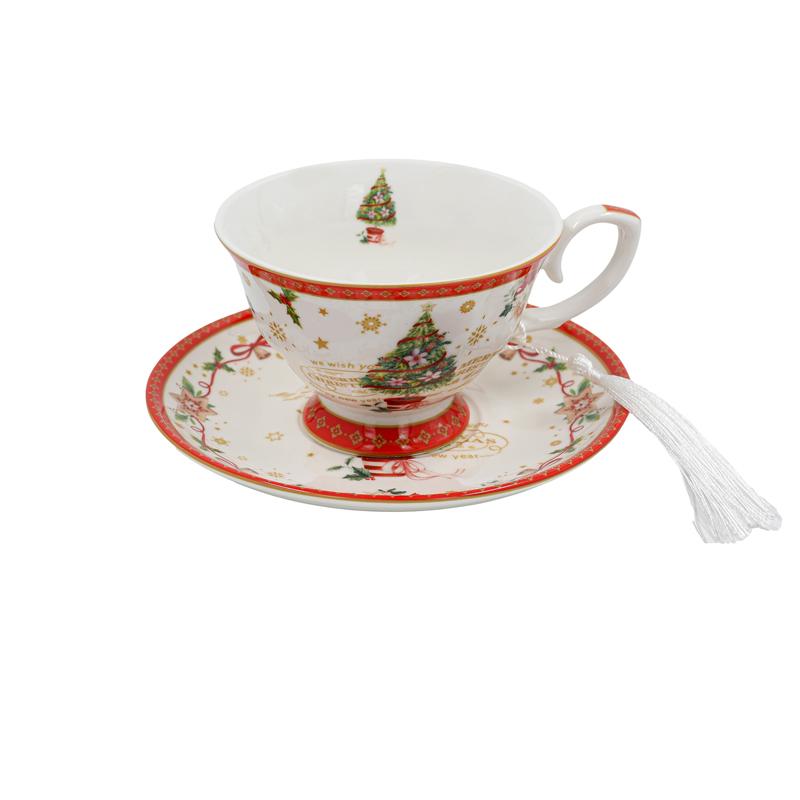 ΧΡΙΣΤΟΥΓΕΝΝΙΑΤΙΚΟ ΚΕΡΑΜΙΚO ΣΕΤ ΚΑΦΕ 6 ΤΕΜ ΣΕ ΚΟΥΤΙ Fylliana FL80068 ΛΕΥΚΟ-ΚΟΚΚΙΝΟ ΧΡΩΜΑ