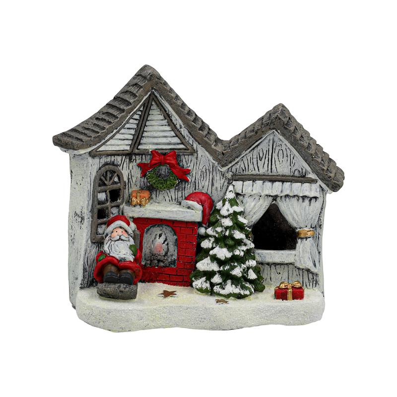 ΧΡΙΣΤΟΥΓΕΝΝΙΑΤΙΚΟ ΚΕΡΑΜΙΚΟ ΣΠΙΤΙ ΜΕ ΑΓΙΟ ΒΑΣΙΛΗ FYLLIANA FL236107 ΓΚΡΙ-ΛΕΥΚΟ-ΚΟΚΚΙΝΟ ΧΡΩΜΑ 44x20x36ε