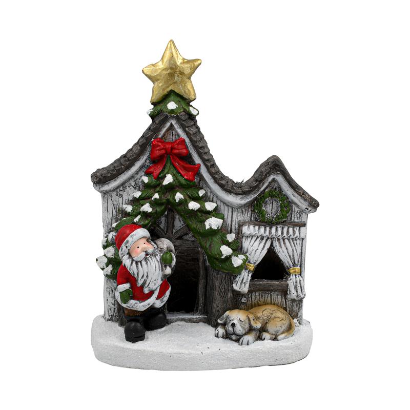 ΧΡΙΣΤΟΥΓΕΝΝΙΑΤΙΚΟ ΚΕΡΑΜΙΚΟ ΣΠΙΤΙ ΜΕ ΑΓΙΟ ΒΑΣΙΛΗ FYLLIANA FL236109 ΓΚΡΙ-ΛΕΥΚΟ-ΚΟΚΚΙΝΟ ΧΡΩΜΑ 36x17x45ε