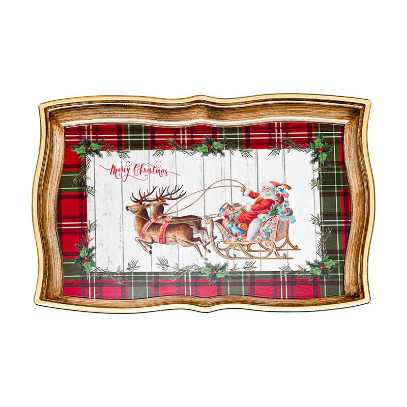 ΧΡΙΣΤΟΥΓΕΝΝΙΑΤΙΚΟΣ ΠΛΑΣΤΙΚΟΣ ΔΙΣΚΟΣ ΣΕΡΒΙΡΙΣΜΑΤΟΣ Fylliana FL10281 ΚΟΚΚΙΝΟ-ΛΕΥΚΟ 35x24x3εκ