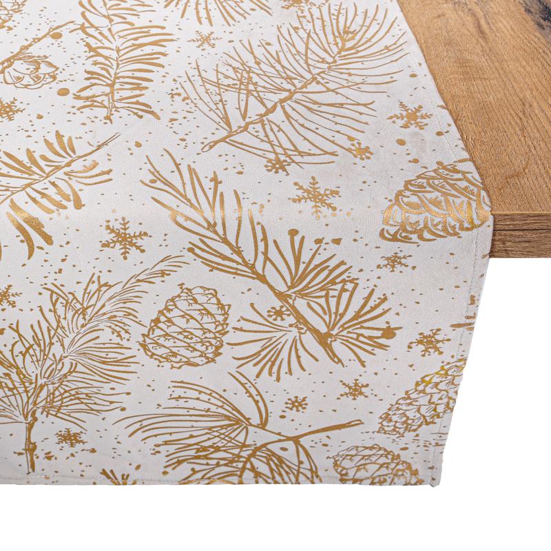 ΔΙΑΚΟΣΜΗΤΙΚΗ ΧΡΙΣΤΟΥΓΕΝΝΙΑΤΙΚΗ ΤΡΑΒΕΡΣΑ Fylliana FL286 ΜΠΕΖ ΜΕ ΧΡΥΣΟ 40x140εκ