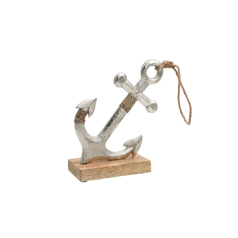 ΔΙΑΚΟΣΜΗΤΙΚΟ ΑΛΟΥΜΙΝΙΟΥ Fylliana Anchor 756 ΜΕ ΞΥΛΙΝΗ ΒΑΣH ΑΣΗΜΙ ΧΡΩΜΑ 16x6x20εκ