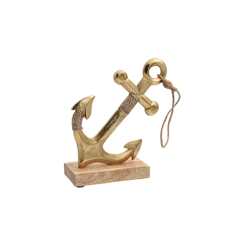 ΔΙΑΚΟΣΜΗΤΙΚΟ ΑΛΟΥΜΙΝΙΟΥ Fylliana Anchor 756 ΜΕ ΞΥΛΙΝΗ ΒΑΣH ΧΡΥΣΟ ΧΡΩΜΑ 16x6x20εκ