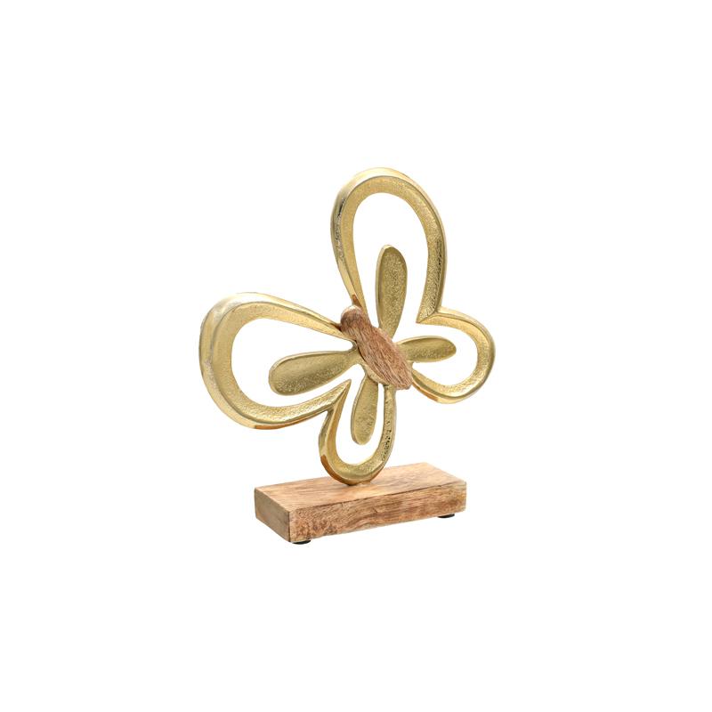 ΔΙΑΚΟΣΜΗΤΙΚΟ ΑΛΟΥΜΙΝΙΟΥ Fylliana Butterfly 869 ΜΕ ΞΥΛΙΝΗ ΒΑΣΗ ΧΡΥΣΟ ΧΡΩΜΑ 20x5x22εκ