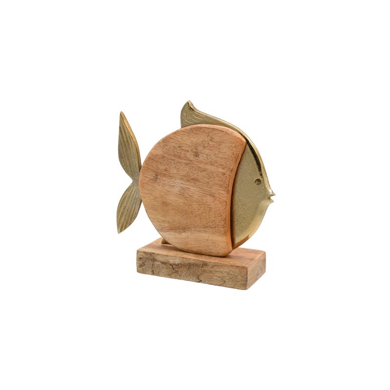 ΔΙΑΚΟΣΜΗΤΙΚΟ ΑΛΟΥΜΙΝΙΟΥ Fylliana Fish 747 ΜΕ ΞΥΛΙΝΗ ΒΑΣH ΧΡΥΣΟ ΧΡΩΜΑ 15x5x16εκ