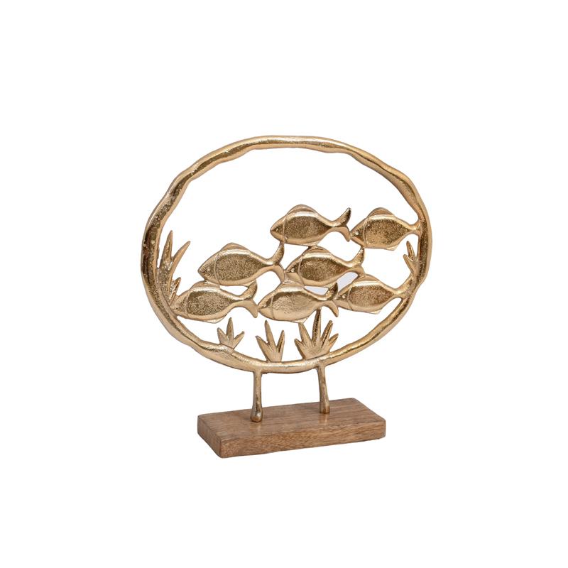 ΔΙΑΚΟΣΜΗΤΙΚΟ ΑΛΟΥΜΙΝΙΟΥ Fylliana Fish on ring 2803 ΜΕ ΞΥΛΙΝΗ ΒΑΣH ΧΡΥΣΟ ΧΡΩΜΑ 32x6x30εκ