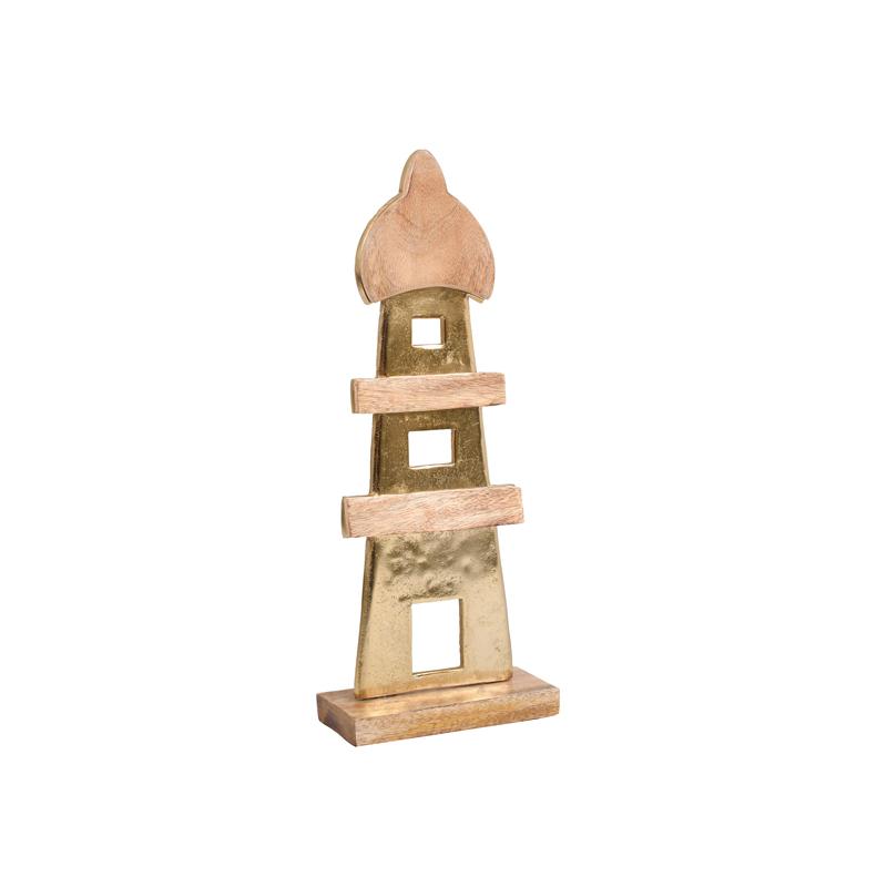 ΔΙΑΚΟΣΜΗΤΙΚΟ ΑΛΟΥΜΙΝΙΟΥ Fylliana Light house 2390 ΜΕ ΞΥΛΙΝΗ ΒΑΣH ΧΡΥΣΟ ΧΡΩΜΑ 18x7x45εκ