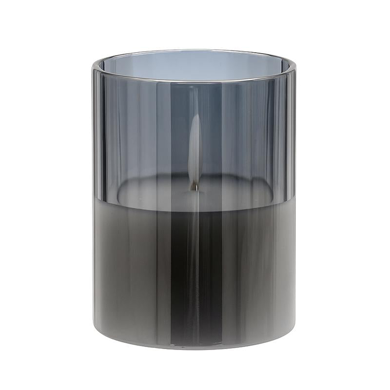 ΔΙΑΚΟΣΜΗΤΙΚΟ LED ΚΕΡΙ ΜΕ ΡΕΑΛΙΣΤΙΚΗ 3D ΦΛΟΓΑ Fylliana FL7515 ΣΕ ΓΥΑΛΙ ΧΡΩΜΑ SMOKY 8x8x15εκ