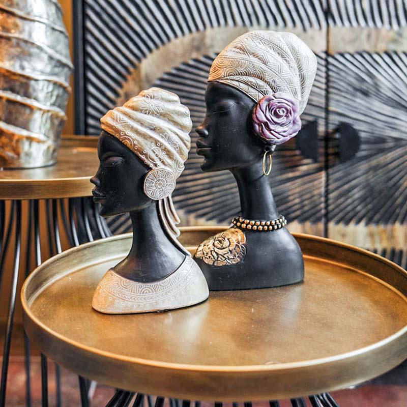 ΕΠΙΤΡΑΠΕΖΙΑ ΔΙΑΚΟΣΜΗΤΙΚΗ ΦΙΓΟΥΡΑ Fylliana FL984901 African lady ΜΑΥΡΟ-ΧΡΥΣΟ ΧΡΩΜΑ 15x5x30εκ