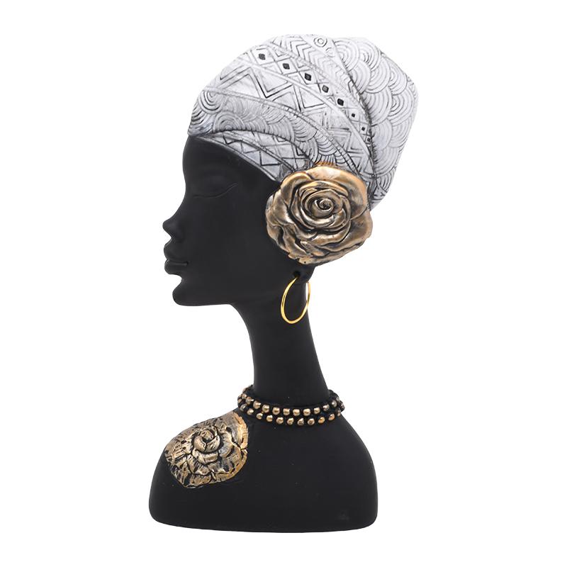 ΕΠΙΤΡΑΠΕΖΙΑ ΔΙΑΚΟΣΜΗΤΙΚΗ ΦΙΓΟΥΡΑ Fylliana FL98490 African lady ΜΑΥΡΟ-ΛΕΥΚΟ ΧΡΩΜΑ 15x5x30εκ