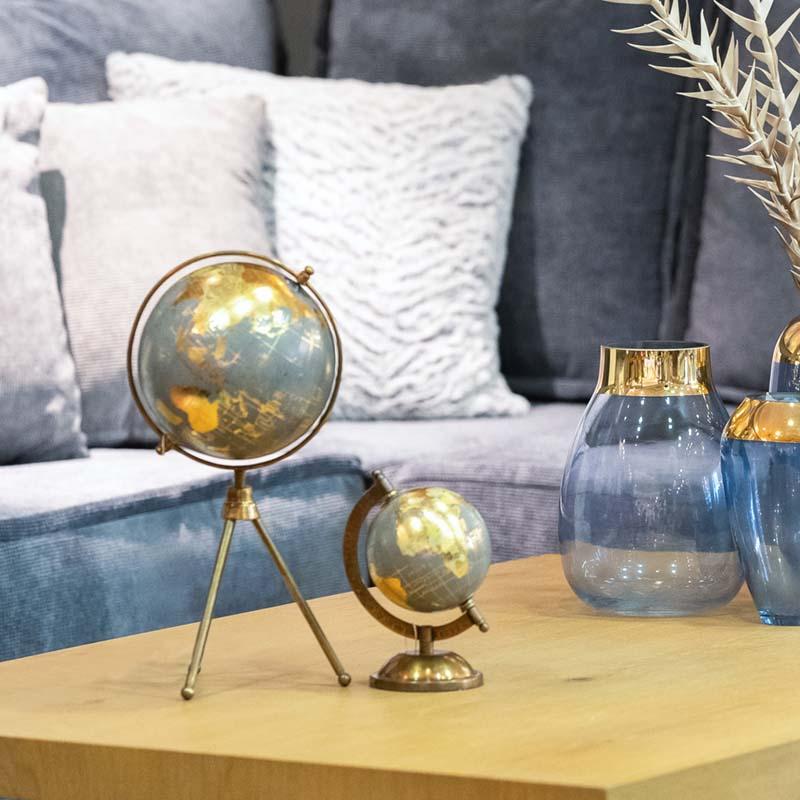 ΕΠΙΤΡΑΠΕΖΙΟ ΔΙΑΚΟΣΜΗΤΙΚΟ Fylliana "Υδρόγειος" ΓΚΡΙ-ΧΡΥΣΟ ΧΡΩΜΑ 10x10x15εκ sls