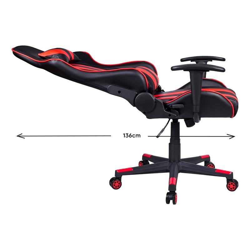 ΚΑΡΕΚΛΑ GAMING Fylliana SAR-12 ΜΑΥΡΟ-ΚΟΚΚΙΝΟ ΤΕΧΝΟΔΕΡΜΑ 64x53x135εκ