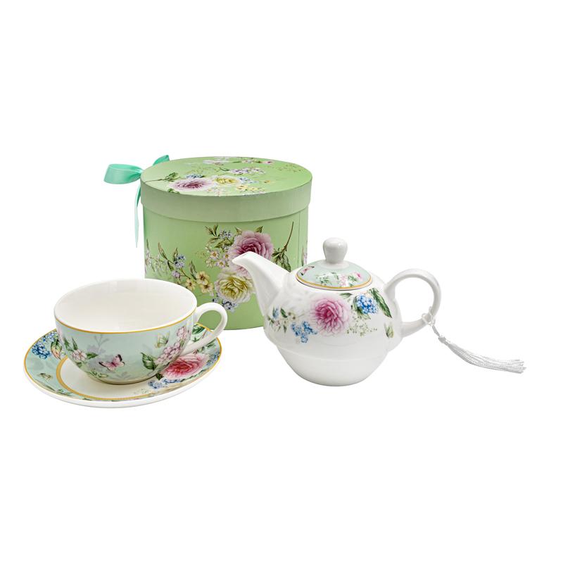 ΚΕΡΑΜΙΚΗ ΤΣΑΓΙΕΡΑ ΚΟΥΠΑ ΣΕΤ ΣΕ ΚΟΥΤΙ Fylliana FL3188 FLORAL ΠΡΑΣΙΝΟ 16x11εκ