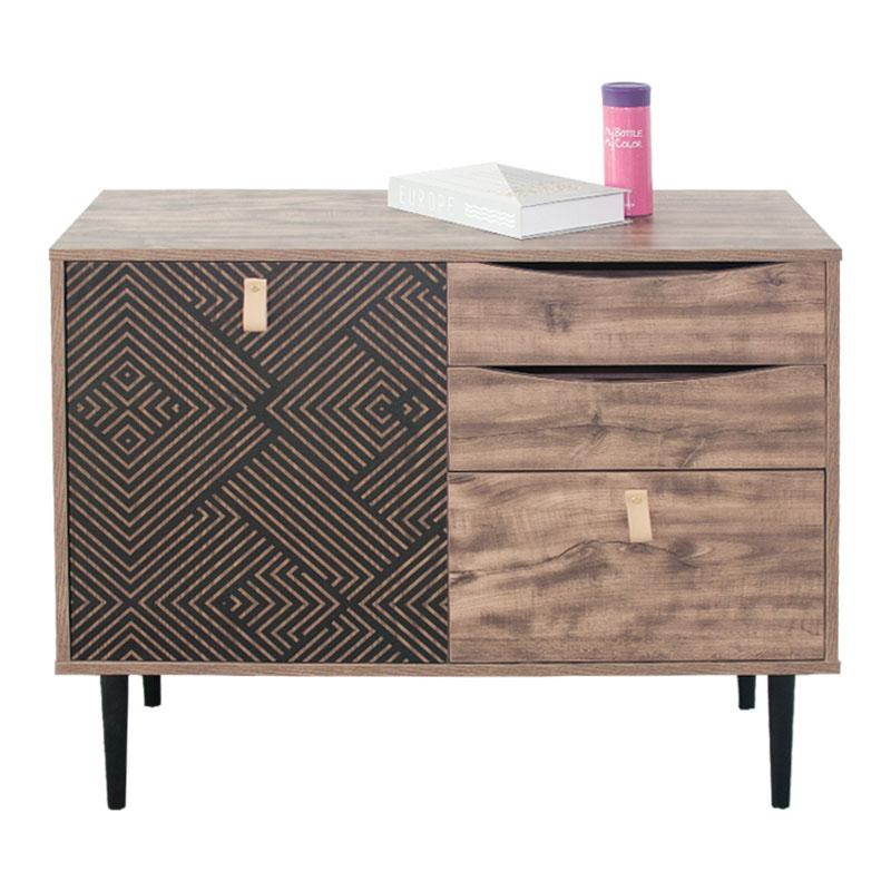 ΚΟΜΟΤΑ Fylliana "Home" ΜΑΥΡΟ ΜΕ GREY OAK 90x39.5x75εκ