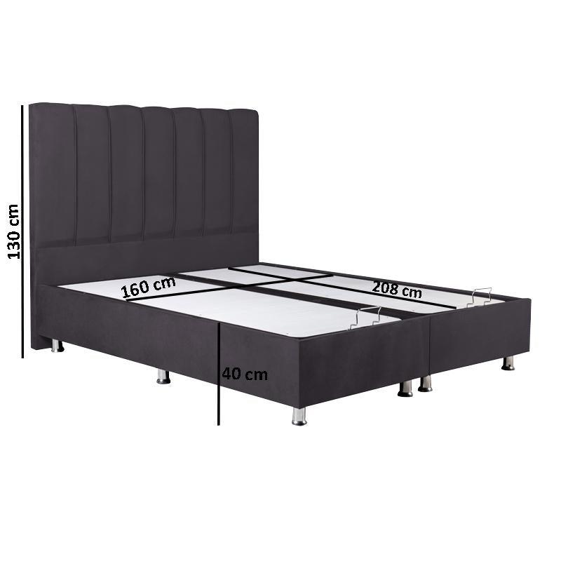 ΚΡΕΒΑΤΙ Elina ΓΚΡΙ ΜΕ ΑΠΟΘΗΚΕΥΤΙΚΟ ΧΩΡΟ 208x162x130εκ ΓΙΑ ΣΤΡΩΜΑ 160x200εκ