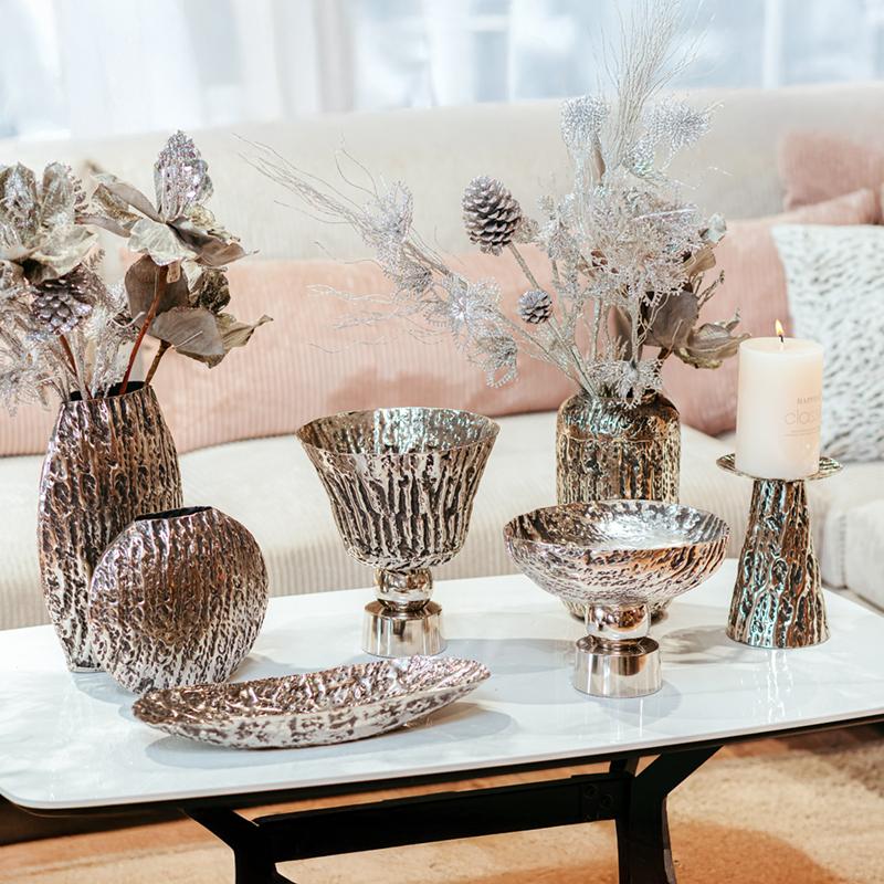 ΜΕΤΑΛΛΙΚΗ ΔΙΑΚΟΣΜΗΤΙΚΗ ΠΙΑΤΕΛΑ Fylliana FL7825 ΑΣΗΜΙ ΧΡΩΜΑ 15x41x6εκ