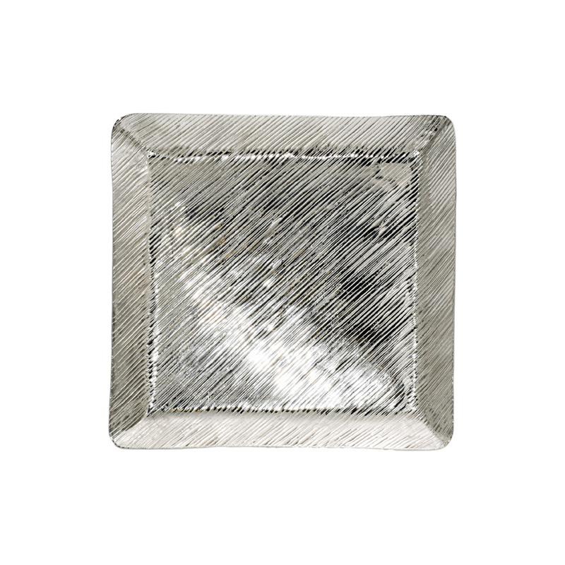 ΜΕΤΑΛΛΙΚΗ ΔΙΑΚΟΣΜΗΤΙΚΗ ΤΕΤΡΑΓΩΝΗ ΠΙΑΤΕΛΑ Fylliana FL7803 ΑΣΗΜΙ ΧΡΩΜΑ 29x29x3εκ