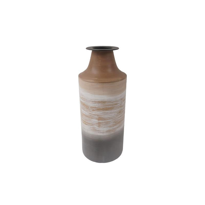 ΜΕΤΑΛΛΙΚΟ ΒΑΖΟ ΔΑΠΕΔΟΥ Fylliana 028 ΓΚΡΙ-ΜΠΕΖ-ΚΑΦΕ 18*18*44εκ sls