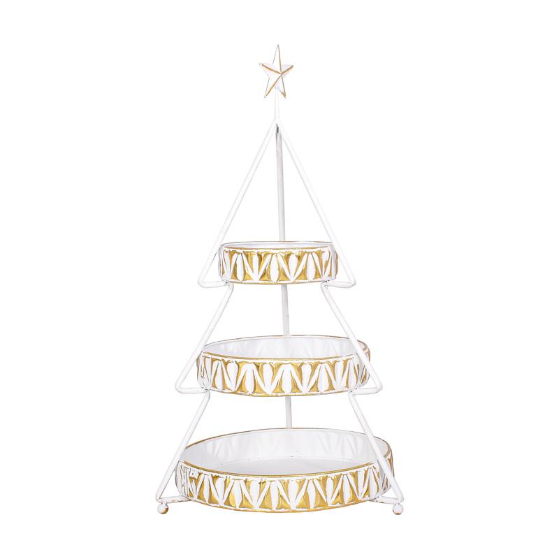 ΧΡΙΣΤΟΥΓΕΝΝΙΑΤΙΚΟΣ ΤΡΙΩΡΟΦΟΣ ΜΕΤΑΛΛΙΚΟΣ ΔΙΣΚΟΣ ΔΕΝΤΡΟ Fylliana FL0042 ΛΕΥΚΟ-ΧΡΥΣΟ ΧΡΩΜΑ 42x37x88εκ