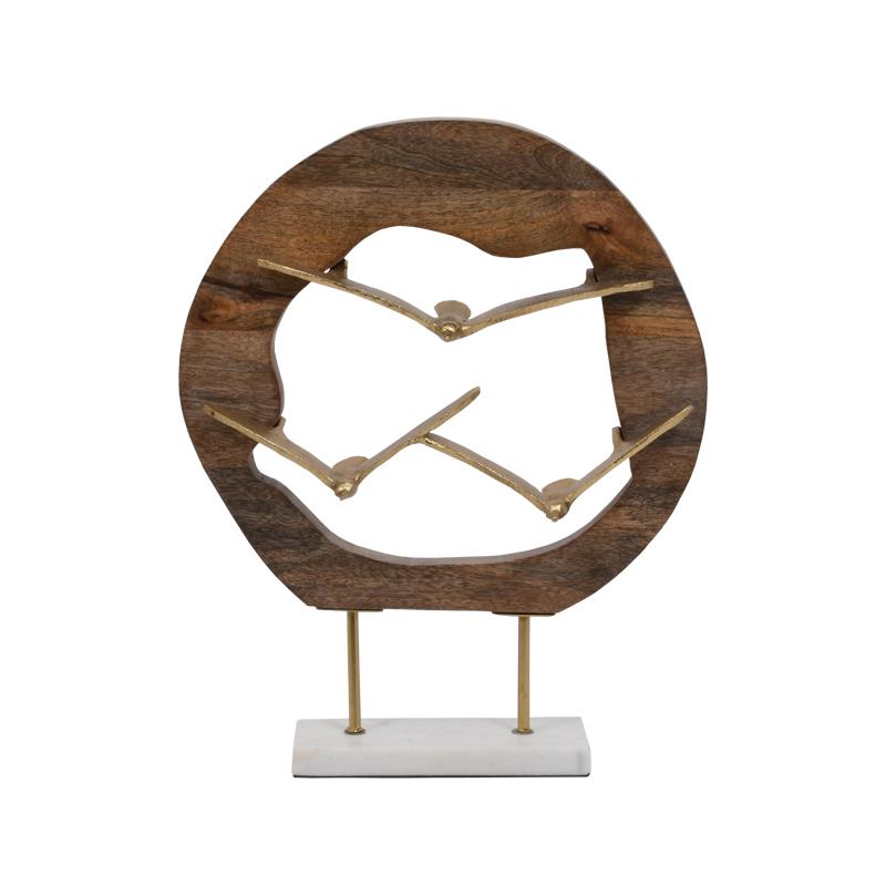 ΜΕΤΑΛΛΙΚΟ ΕΠΙΤΡΑΠΕΖΙΟ ΔΙΑΚΟΣΜΗΤΙΚΟ Fylliana "Flying birds" ΧΡΥΣΟ ΧΡΩΜΑ ΜΕ ΞΥΛΙΝΗ ΒΑΣΗ 31x10x38εκ