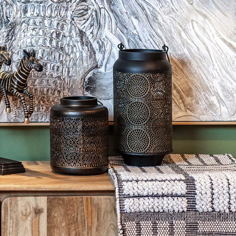 ΜΕΤΑΛΛΙΚΟ ΦΑΝΑΡΙ Fylliana 075 ΜΠΡΟΝΖΕ 17x17x46,5εκ sls