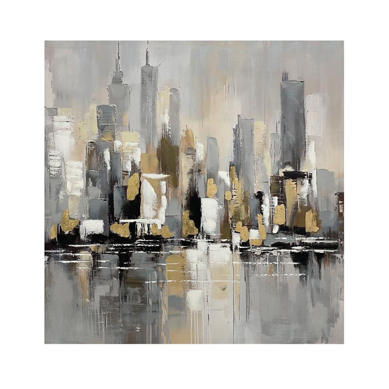 ΠΙΝΑΚΑΣ ΣΕ ΚΑΜΒΑ Fylliana "New York 36182" ΓΚΡΙ-ΜΠΕΖ 100x4x100εκ