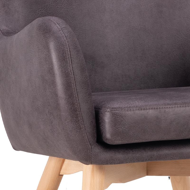 ΠΟΛΥΘΡΟΝΑ Fylliana Thetis ΓΚΡΙ ΤΕΧΝΟΔΕΡΜΑ ΜΕ ΞΥΛΙΝΑ ΠΟΔΙΑ 70x65x105εκ