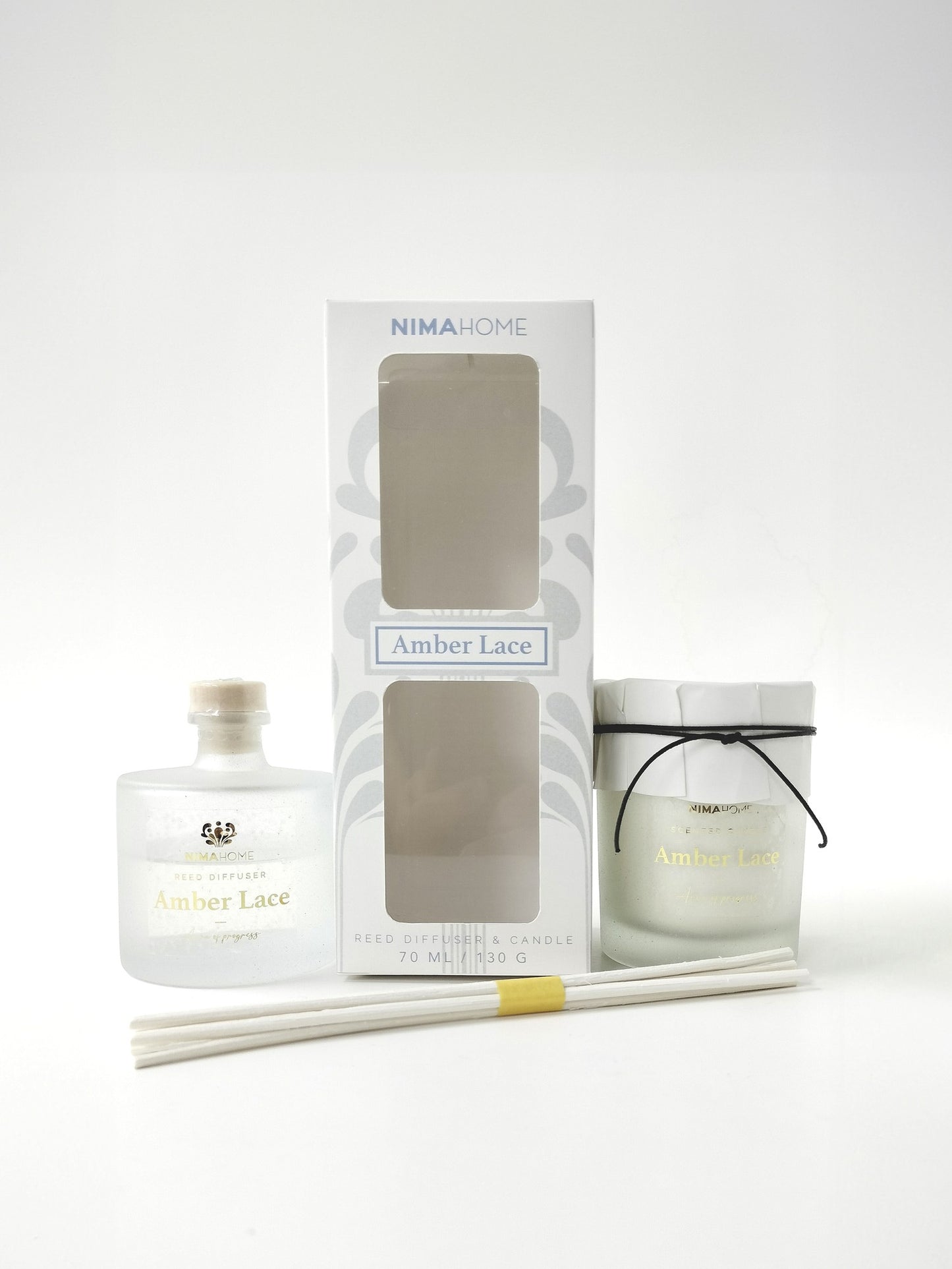 ΣΕΤ ΑΡΩΜΑΤΙΚΟ ΧΩΡΟΥ ΜΕ ΣΤΙΚ 70ml & ΑΡΩΜΑΤΙΚΟ ΚΕΡΙ 130gr AMBER LACE - NIMA HOME 35653