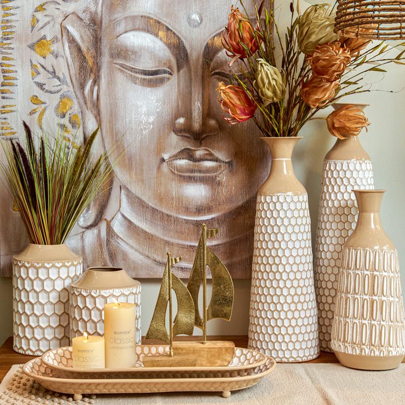 ΣΕΤ 2 ΜΕΤΑΛΛΙΚΟΙ ΔΙΣΚΟΙ Fylliana FL1128 ΜΠΕΖ-ΛΕΥΚΟ ΧΡΩΜΑ 60x27x6εκ