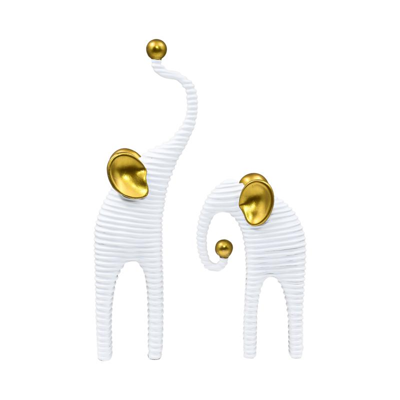 ΣΕΤ 2 ΤΕΜ ΕΠΙΤΡΑΠΕΖΙΑ ΔΙΑΚΟΣΜΗΤΙΚΗ ΦΙΓΟΥΡΑ "Elephant" Fylliana FL7243 ΛΕΥΚΟ-ΧΡΥΣΟ ΧΡΩΜΑ 17x7x30εκ