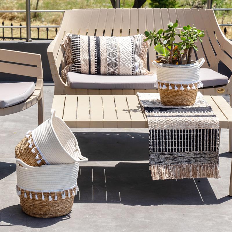 ΣΕΤ 3 ΚΑΣΠΩ Fylliana FL32 WOVEN ΜΠΕΖ-ΠΡΑΣΙΝΟ-ΓΚΡΙ ΧΡΩΜΑ 33x28εκ