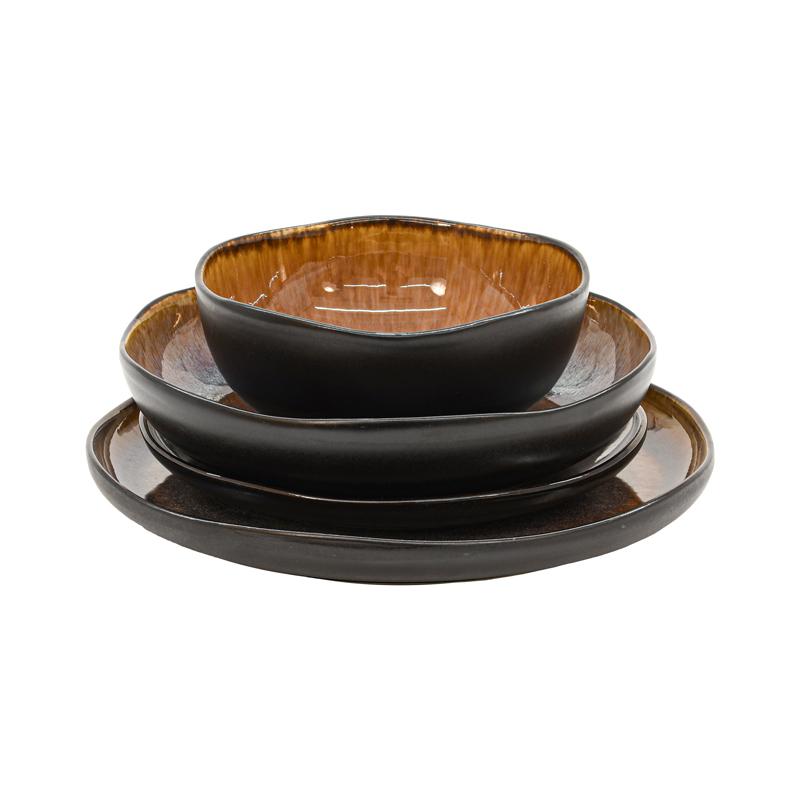 ΣΕΤ ΦΑΓΗΤΟΥ 16τμχ Fylliana FL25180 STONEWARE ΣΚΟΥΡΟ ΚΑΦΕ ΧΡΩΜΑ