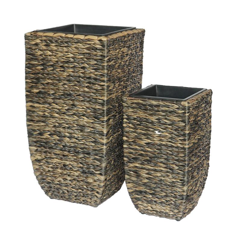 ΣΕΤ ΚΑΣΠΩ 2 ΤΕΜΑΧΙΑ POLY RATTAN Fylliana FL20219 ΜΠΕΖ-ΚΑΦΕ ΧΡΩΜΑ 39x77εκ & 29χ53ek