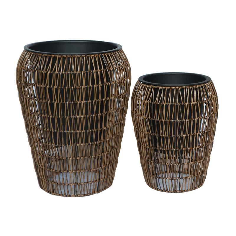 ΣΕΤ ΚΑΣΠΩ 2 ΤΕΜΑΧΙΑ POLY RATTAN Fylliana FL21897 ΚΑΦΕ ΧΡΩΜΑ 39x50εκ & 30x39εκ