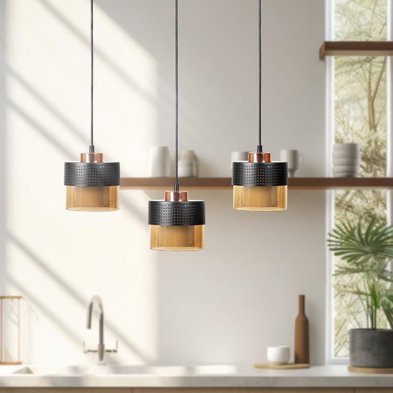 ΤΡΙΦΩΤΟ ΚΡΕΜΑΣΤΟ ΦΩΤΙΣΤΙΚΟ ΟΡΟΦΗΣ Fylliana ΜΠΡΟΝΖΕ ΧΡΩΜΑ Ε27 50x15x75εκ