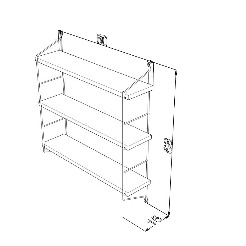 ΤΡΙΠΛΟ ΡΑΦΙ ΤΟΙΧΟΥ Fylliana "Elmira" ΚΑΡΥΔΙ 67x15x56εκ