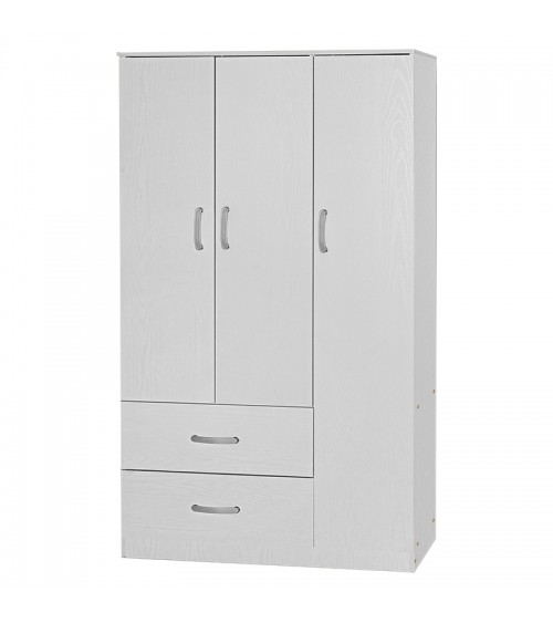 Ντουλάπα τρίφυλλη και πατάρι Zelia pakoworld λευκό 90x42x240εκ.