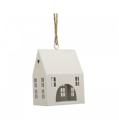 HOMEGURU-OR002 Χριστ/κο στολίδι σπιτάκι λευκό,15.5cm
