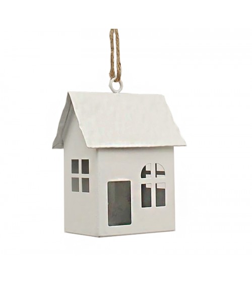 HOMEGURU-OR006 Χριστ/κο στολίδι σπιτάκι λευκό,14.5cm