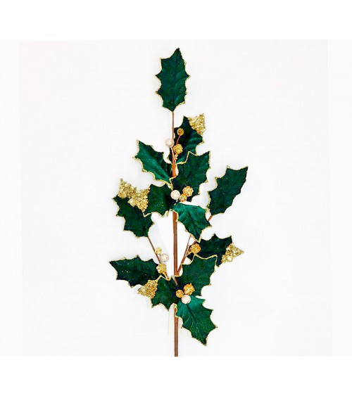 HOMEGURU-AX872 Holly leaf velvet spray Emerald,75cm