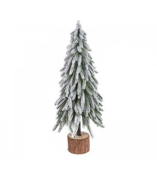 HOMEGURU-XM859 Επιτραπέζιο έλατο με χιόνι & ξυλ.βάση,50cm