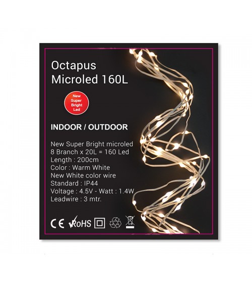 HOMEGURU-Octapus Light 8x20 microled,160cm,οπαλίνα & λευκό σύρμα