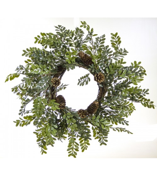 HOMEGURU-MS609 Στεφάνι plastic με φύλλα "Buxus", 40cm