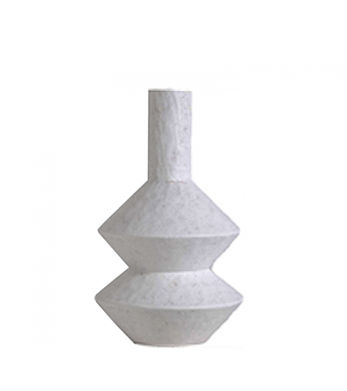 HOMEGURU - 4 Χειροποίητο βάζο terracotta "Zig-Zag" μεταλ/κο λευκο 36cm - TR11