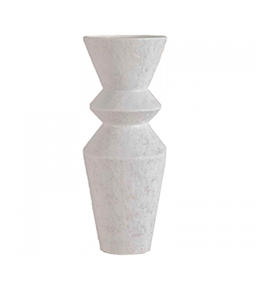 HOMEGURU - Χειροποίητο βάζο terracotta "Zig-Zag" μεταλ/κο λευκο 49.5cm - TR115