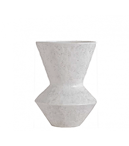 HOMEGURU - Χειροποίητο βάζο terracotta "Zig-Zag" μεταλ/κο λευκο 26.5cm - TR116