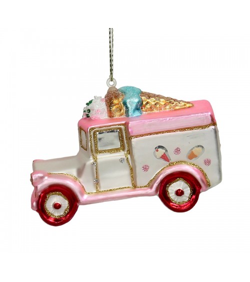 Γυάλινο στολίδι φορτηγό "Ice cream", 12cm